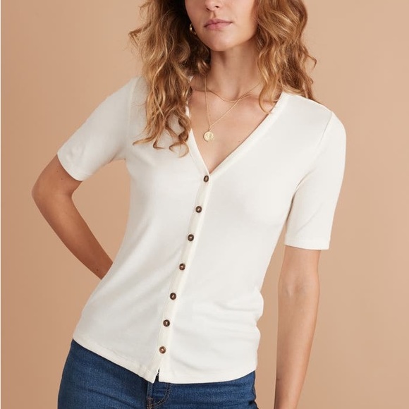Lexi Ribbed Button Top - Picture 4 of 6